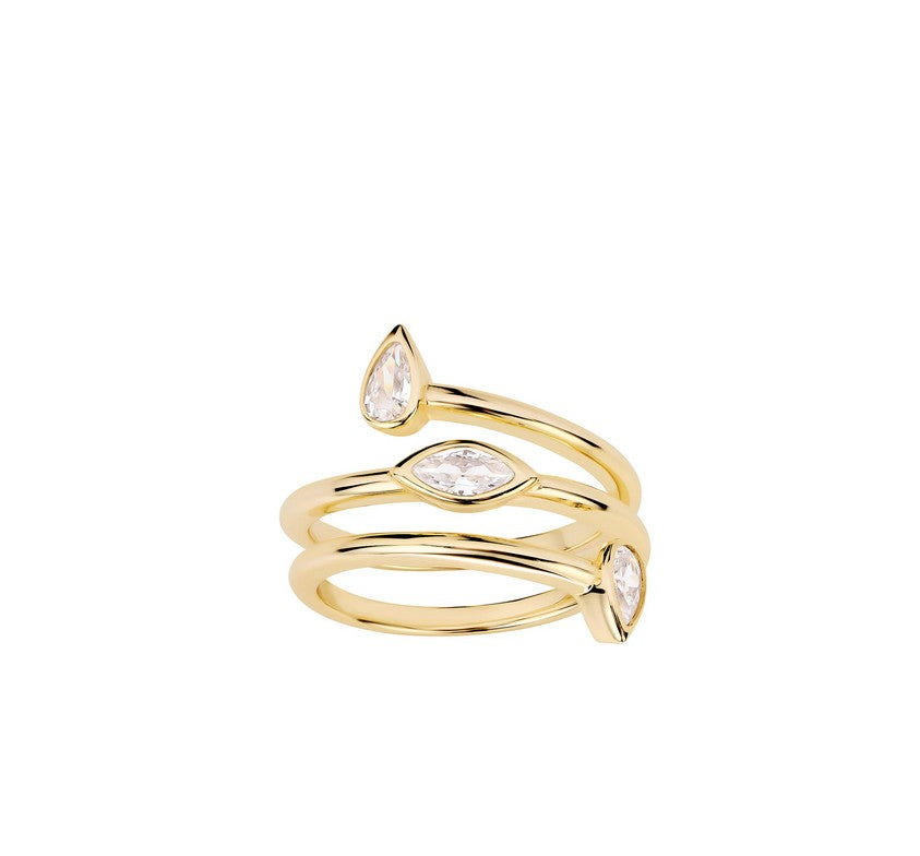 14K Gold Over 925 Sterling Silver CZ Ring