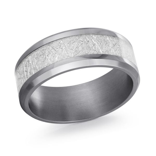 8mm Tantalum Wedding Band with Meteorite Center | Size 10