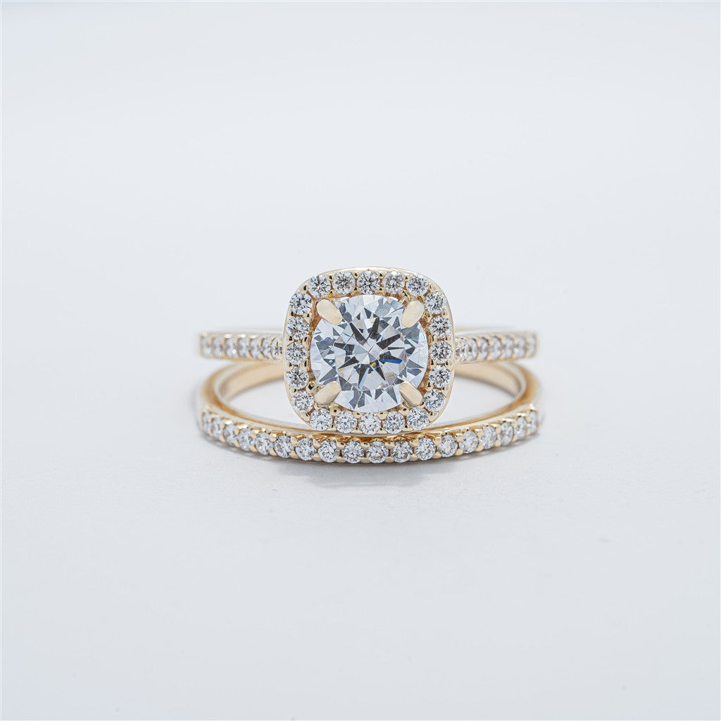 Classic Halo Wedding Set