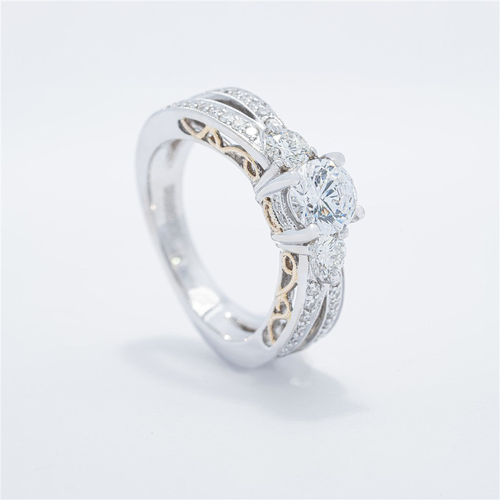 Three Stone Vintage Engagement Ring