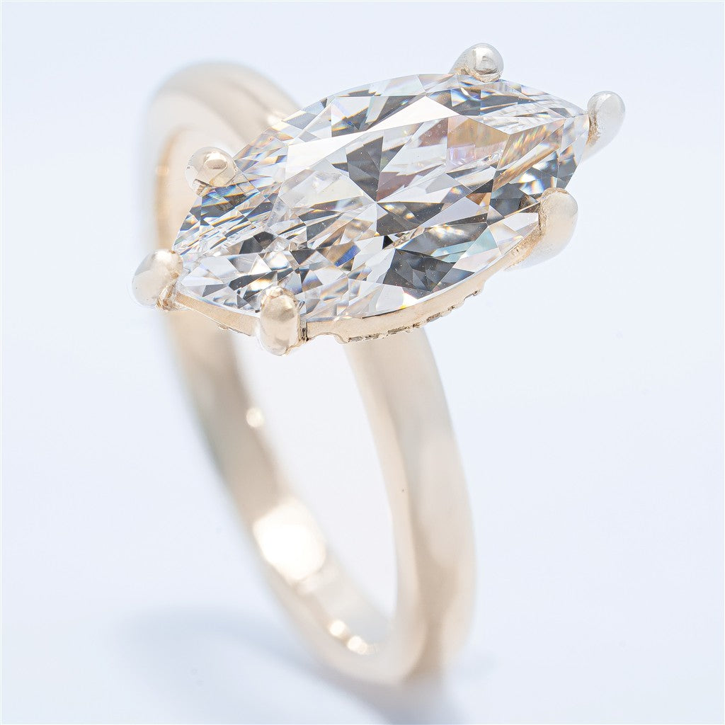 Vintage Hidden Halo Marquise Engagement Ring