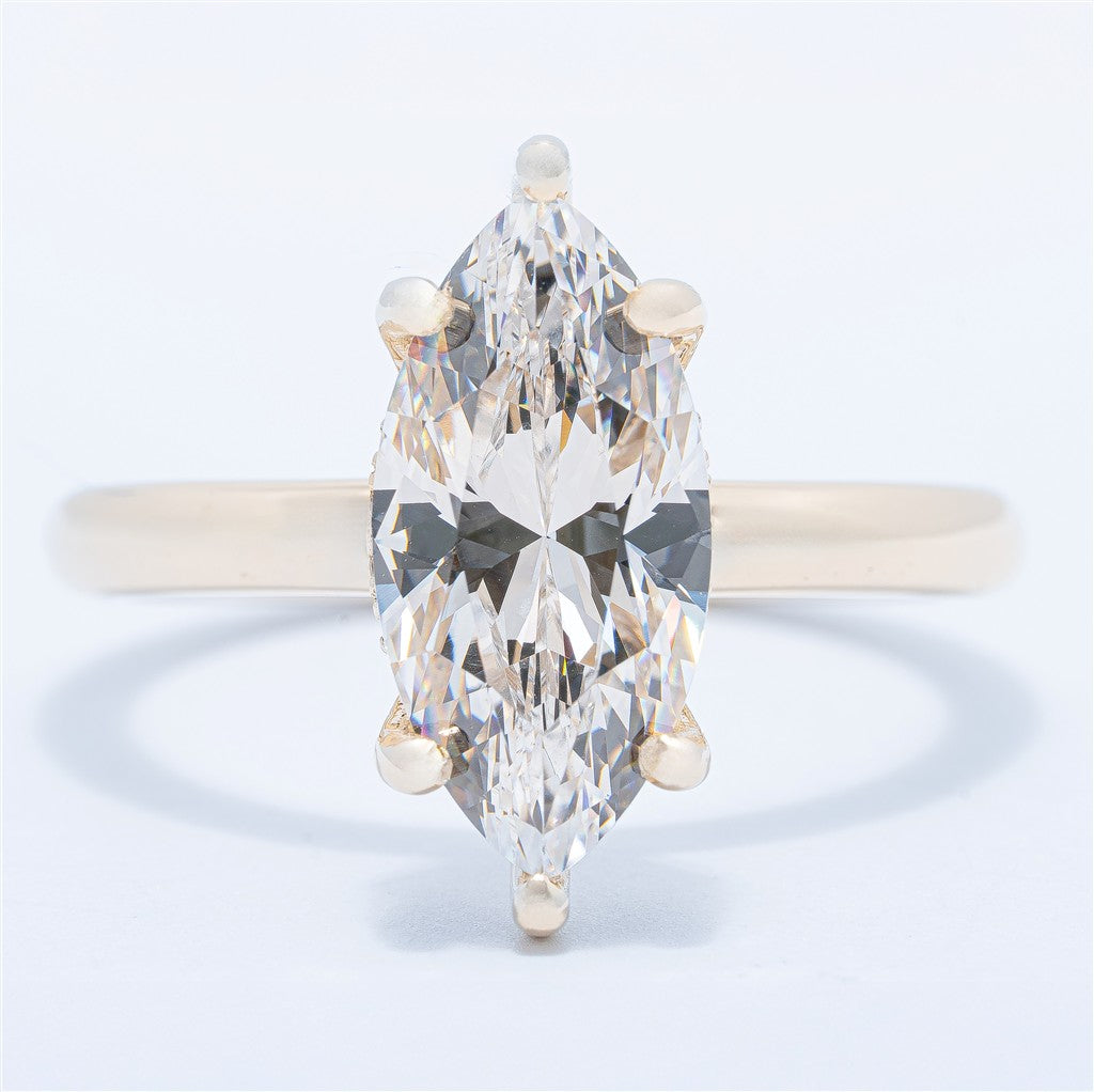 Vintage Hidden Halo Marquise Engagement Ring