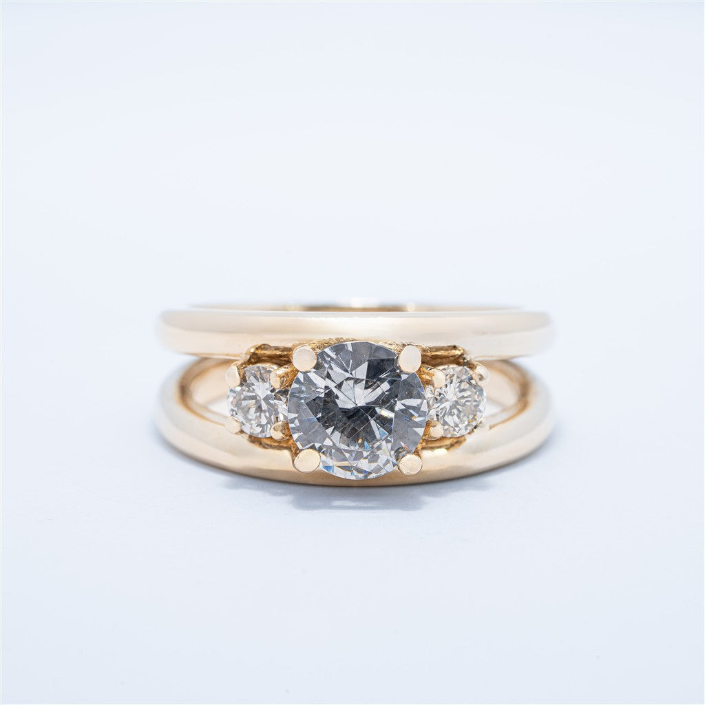 Contemporary Three Stone Engagement Ring