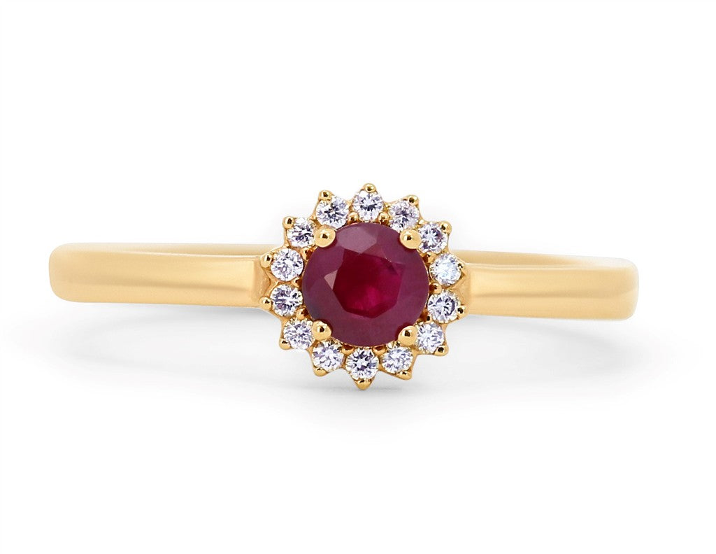 Contemporary Halo Colored Stone Ring