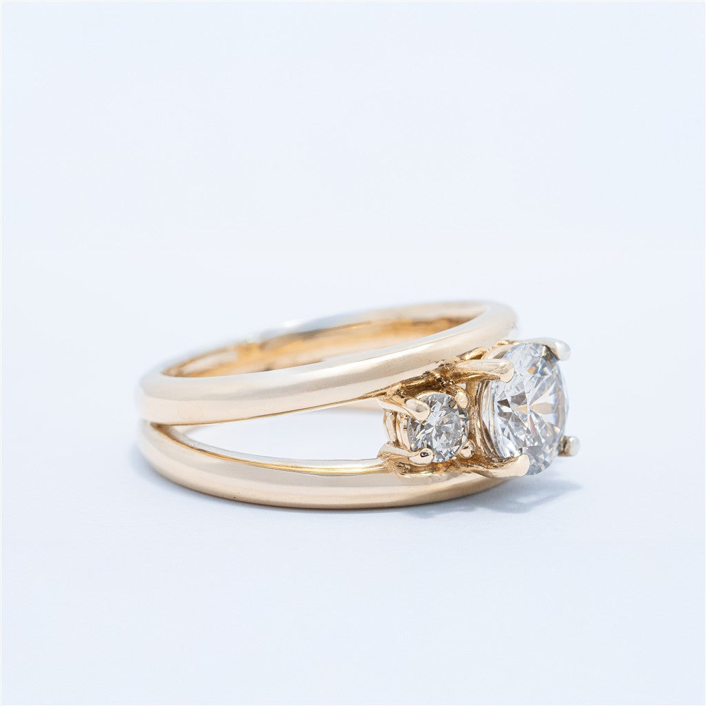 Contemporary Three Stone Engagement Ring