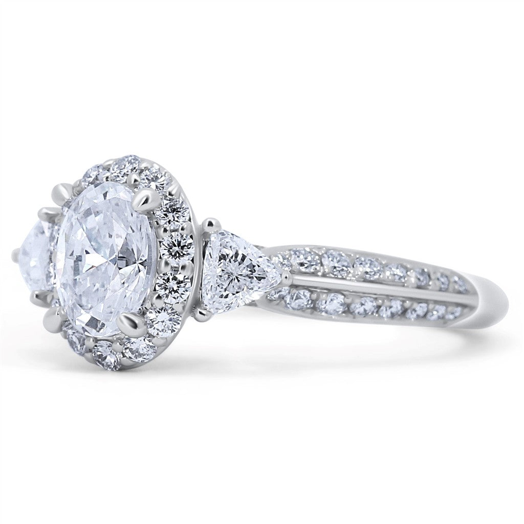 Vintage-Inspired Oval and Trillion Cut Engagement Ring