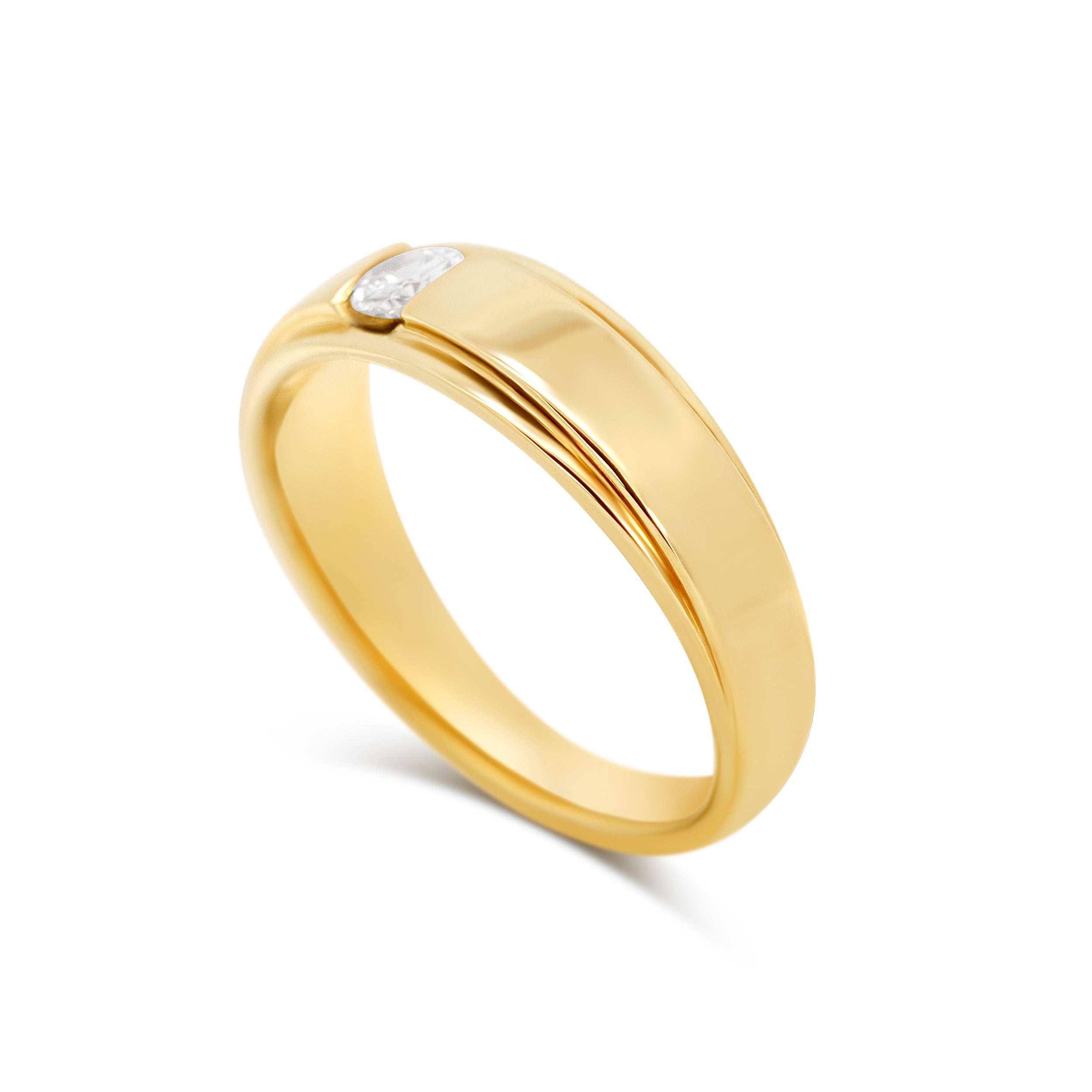 14 Karat Yellow Gold Solitaire Men's Ring
