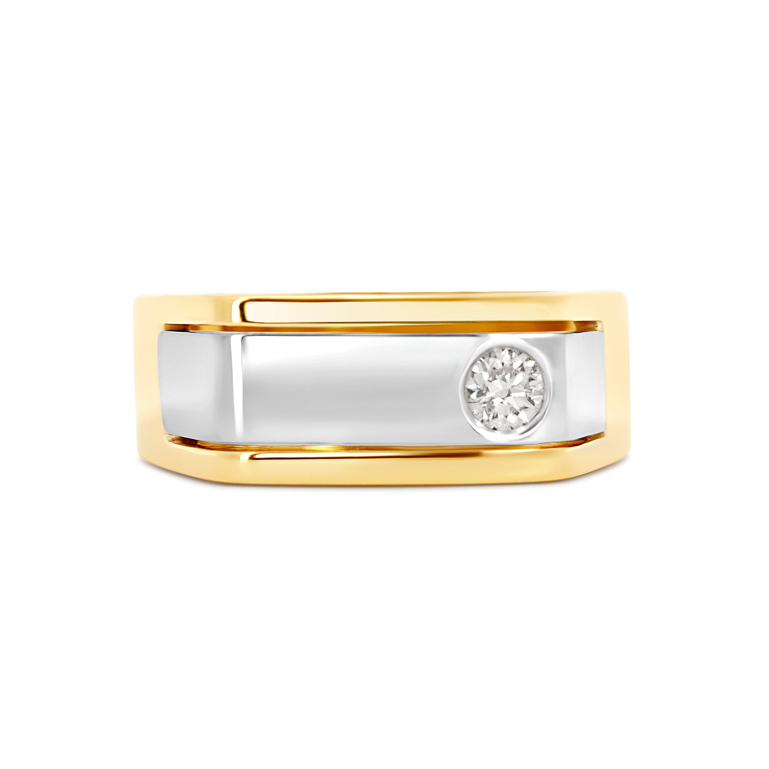 14 Karat Two-Tone Solitaire Men's Ring