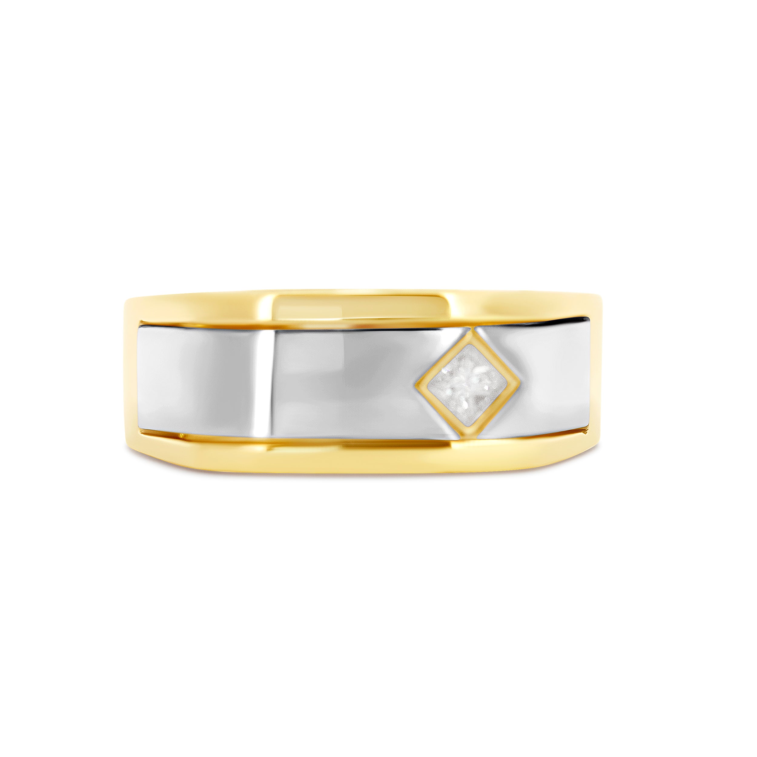 14 Karat Two-Tone Solitaire Men's Ring