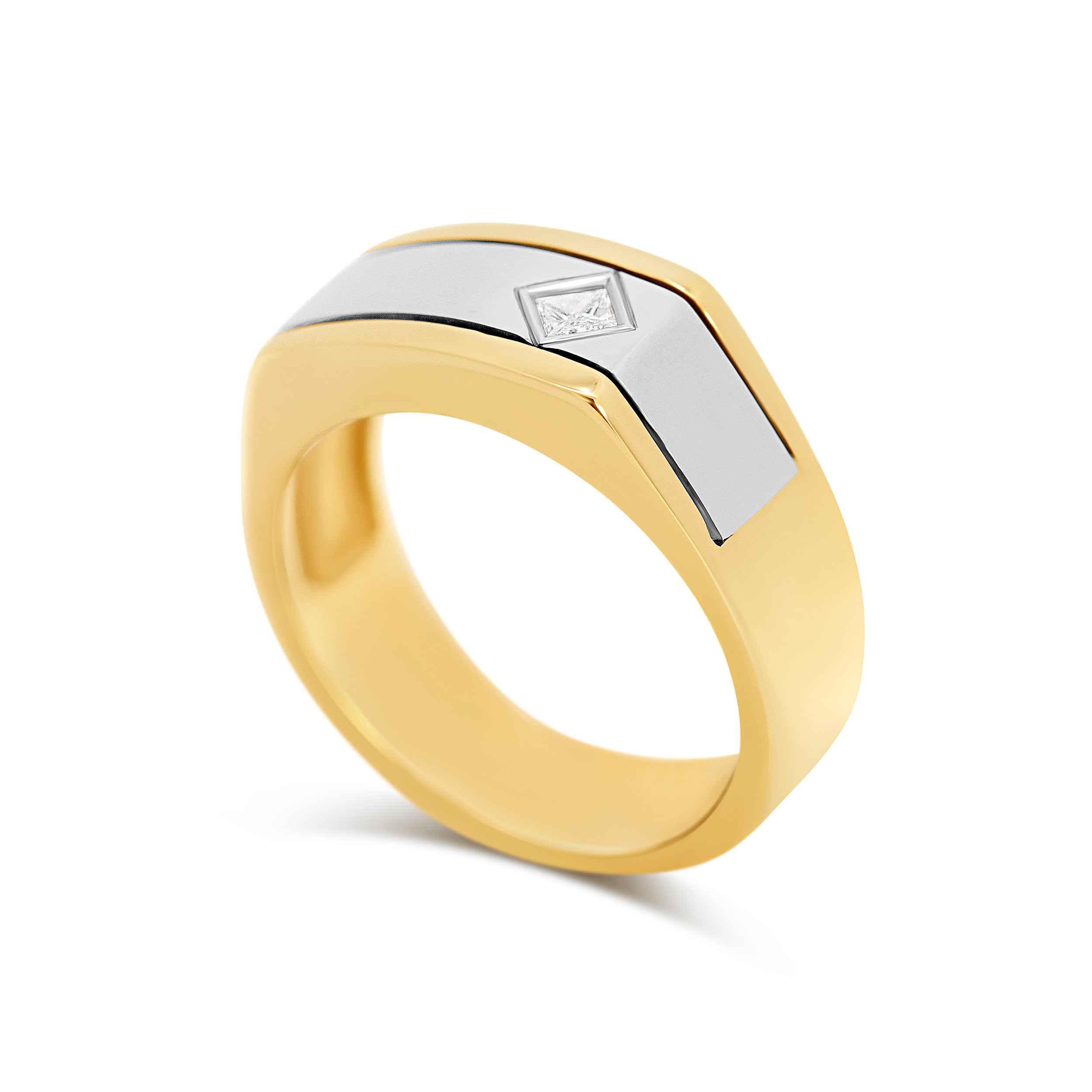 14 Karat Two-Tone Solitaire Men's Ring