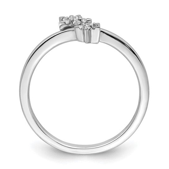 14K White Gold Bypass Star Diamond Fashion Ring