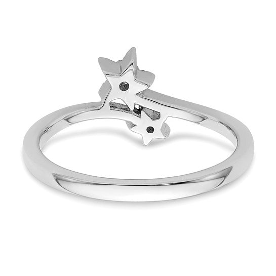 14K White Gold Bypass Star Diamond Fashion Ring