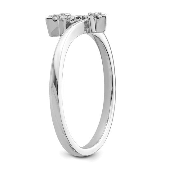 14K White Gold Bypass Star Diamond Fashion Ring