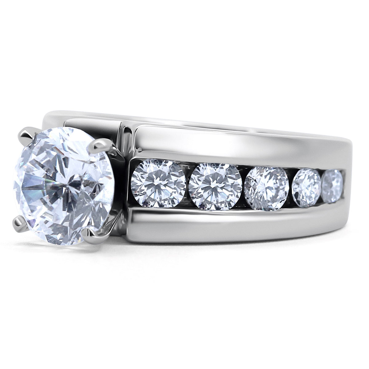 Modern 14K White Gold Channel-Set Diamond Engagement Ring | Joe Kassab Jewelers