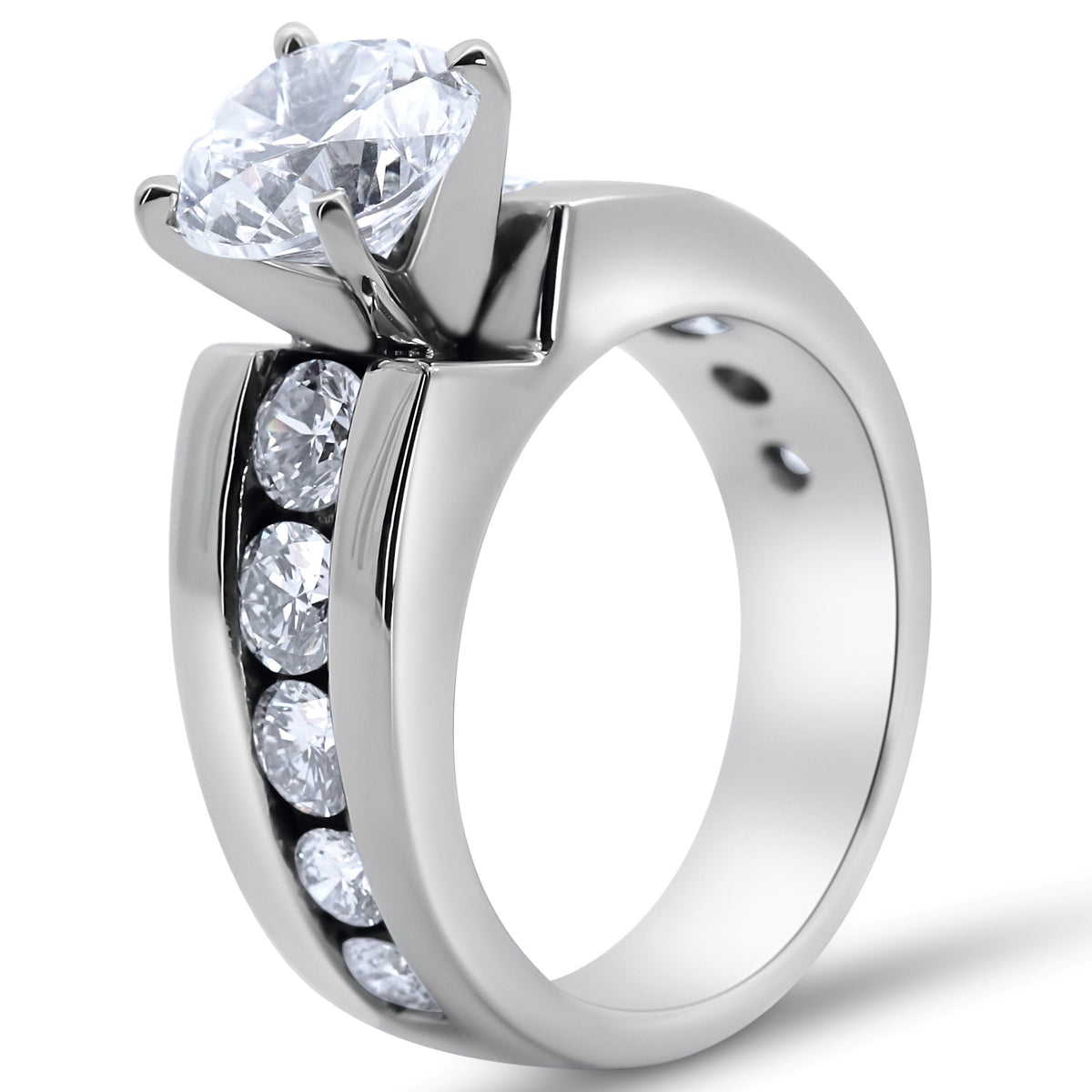 Modern 14K White Gold Channel-Set Diamond Engagement Ring | Joe Kassab Jewelers