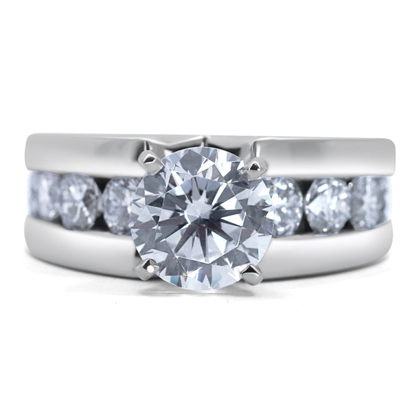 Modern 14K White Gold Channel-Set Diamond Engagement Ring | Joe Kassab Jewelers