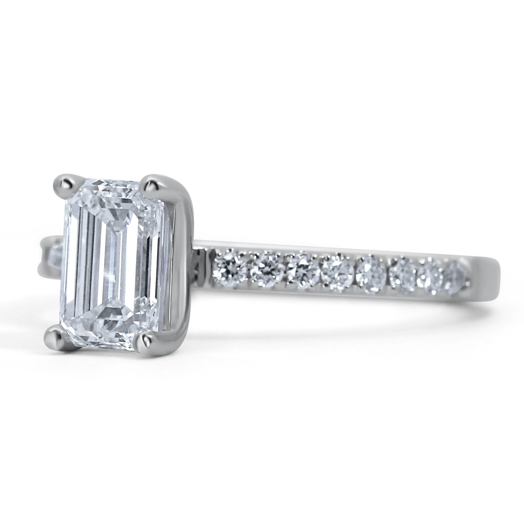 Emerald Cut Center Stone Classic Engagement Ring