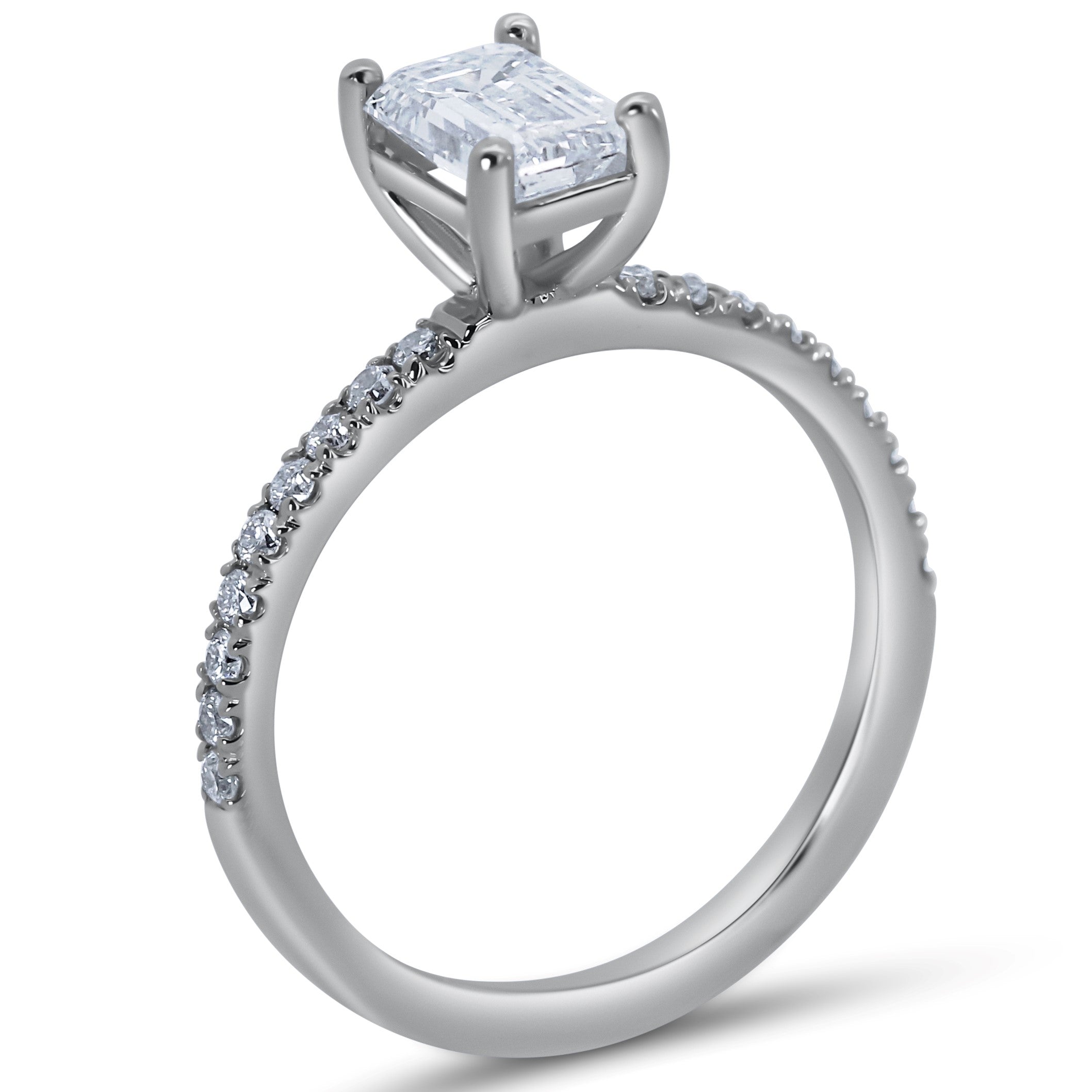 Emerald Cut Center Stone Classic Engagement Ring