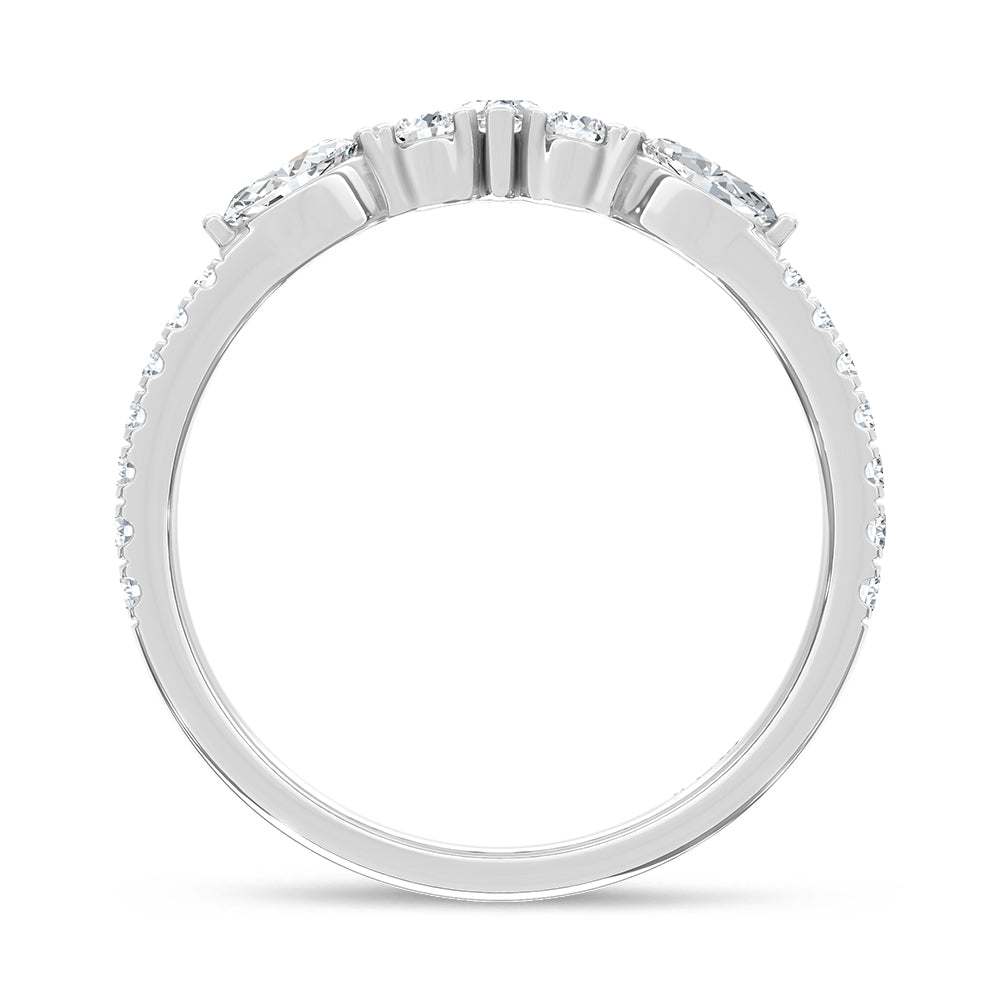 14K Lab Diamond Curved Wedding Band
