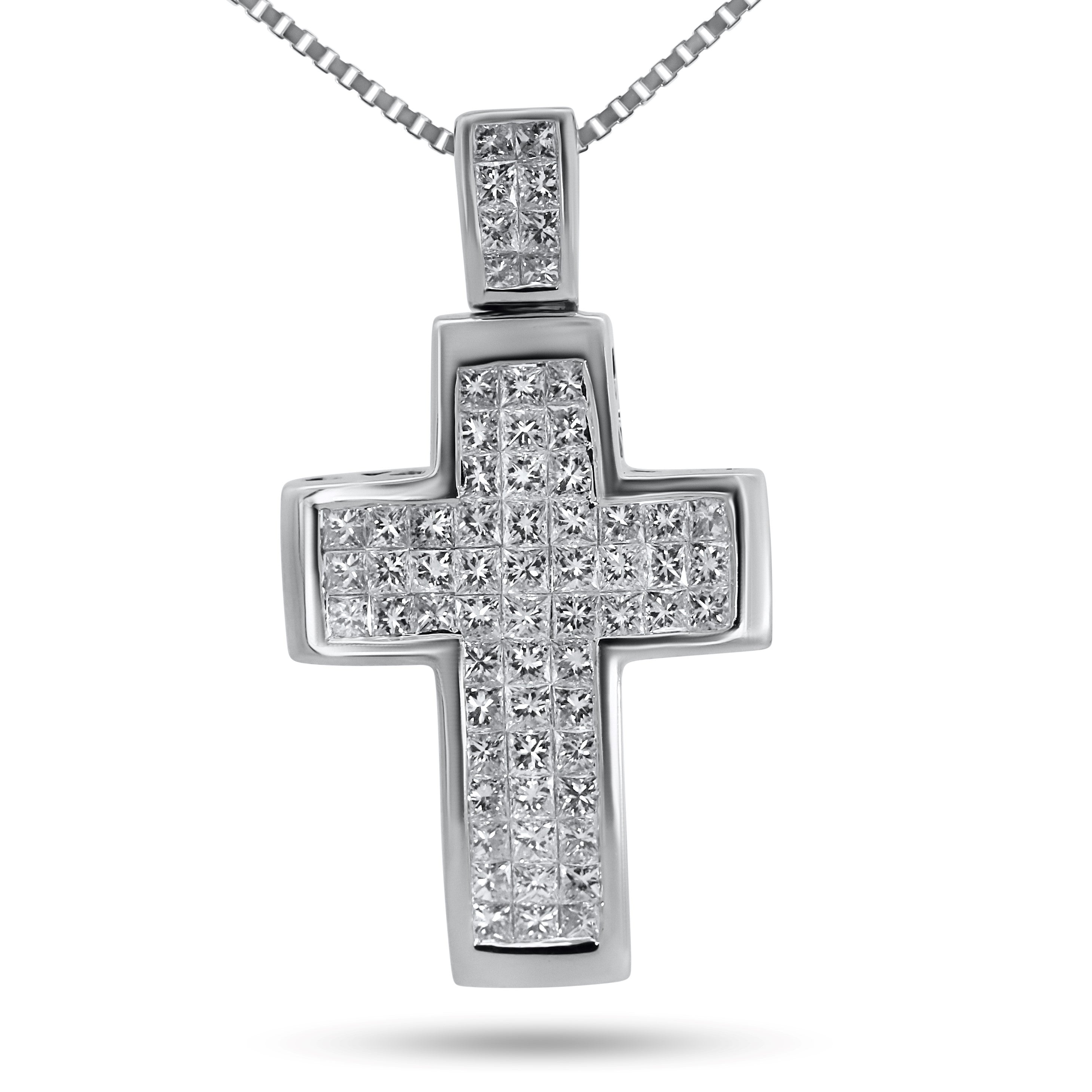 Contemporary Diamond Cross Pendant