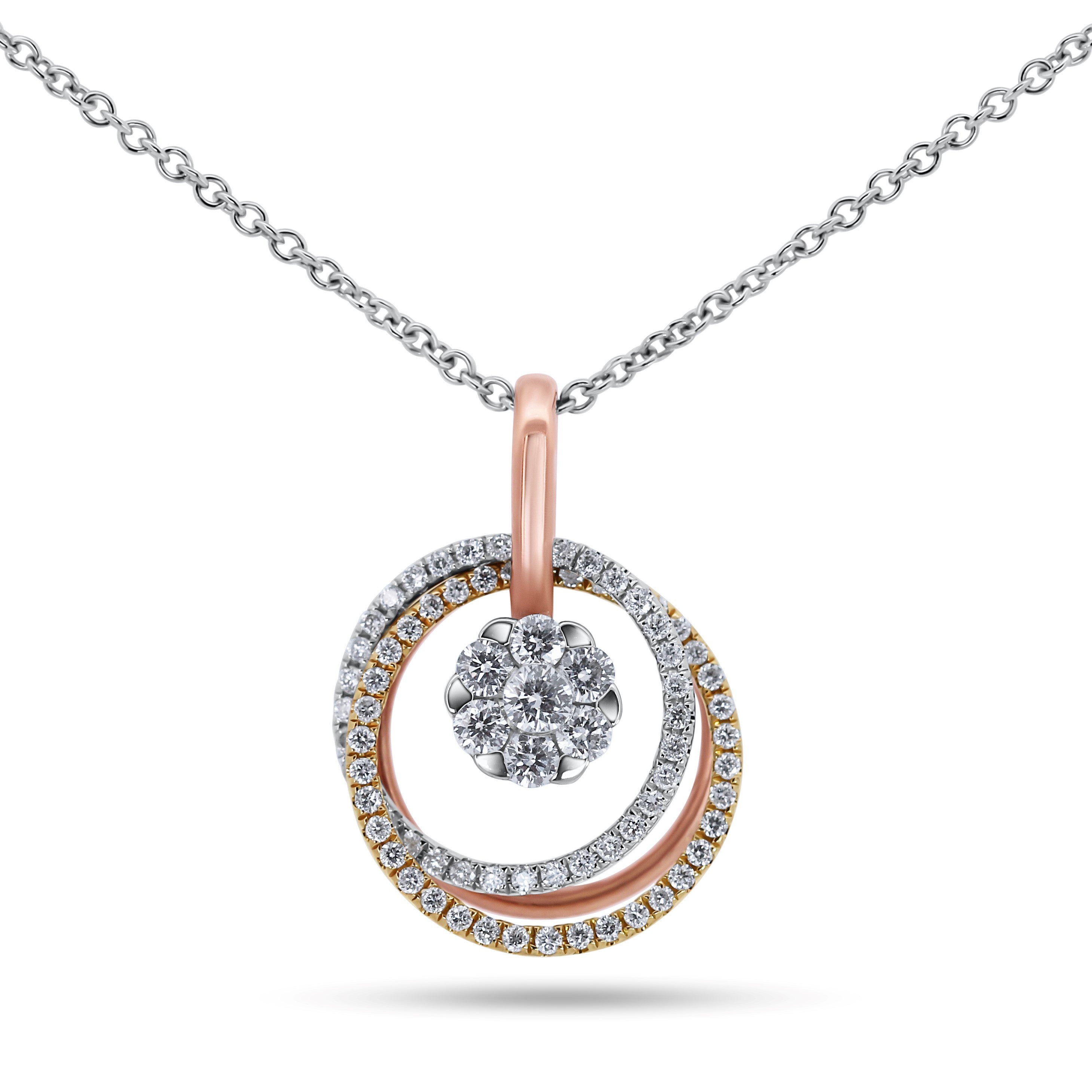 14K Tri-Tone Diamond Pendant