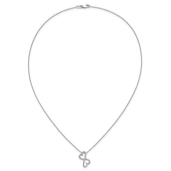 14K White Gold Double Heart Infinity Diamond Necklace | 0.05 CTW