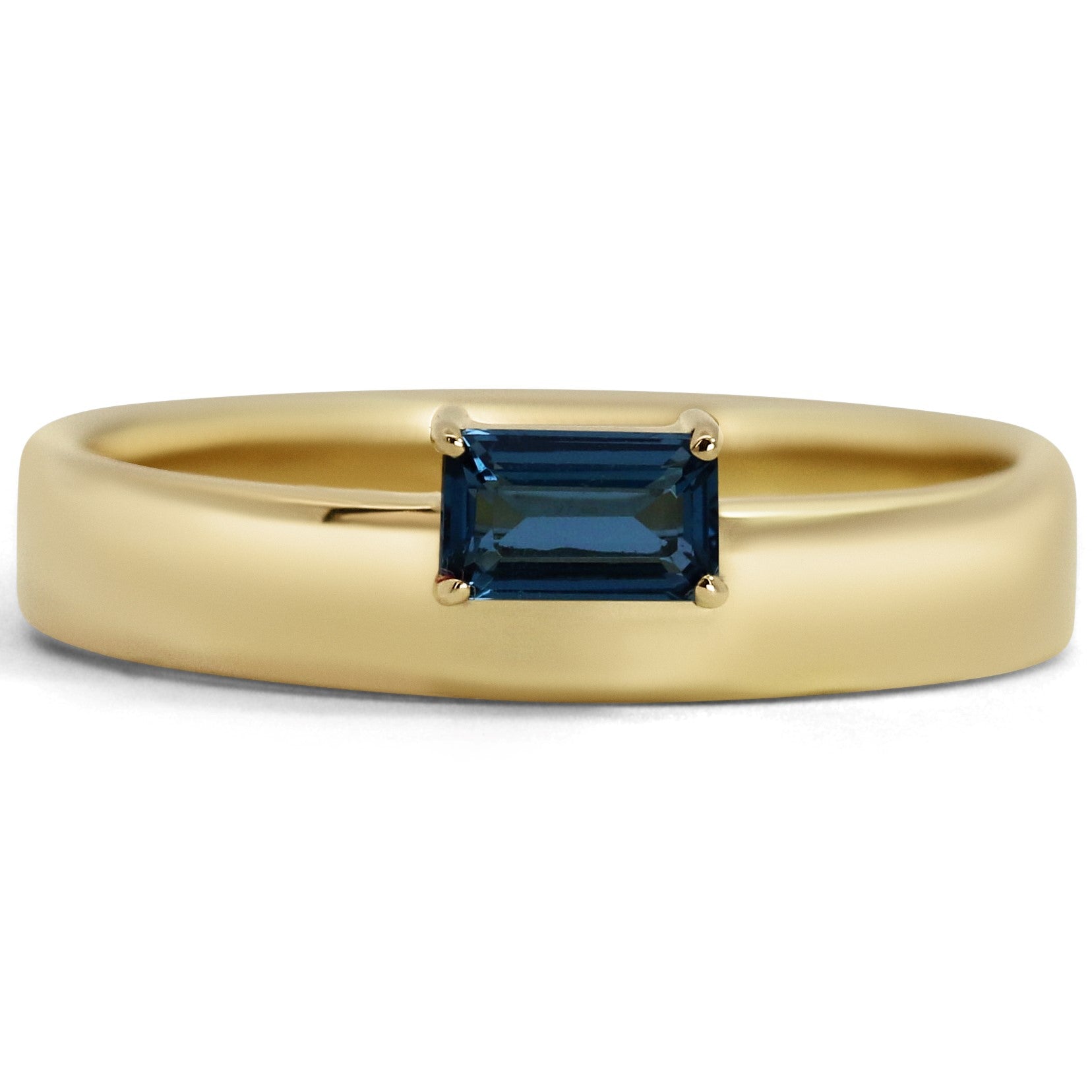 Bella Collection Solitaire Pipe Cut Band London Blue Topaz Ring