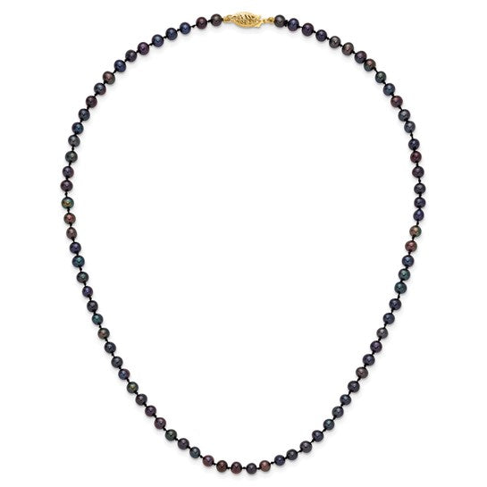 4–5mm Black Freshwater Pearl Necklace in 14K Yellow Gold | 16"
