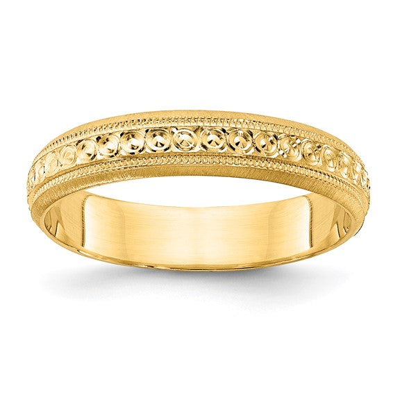 14K 3MM Etched Wedding Band