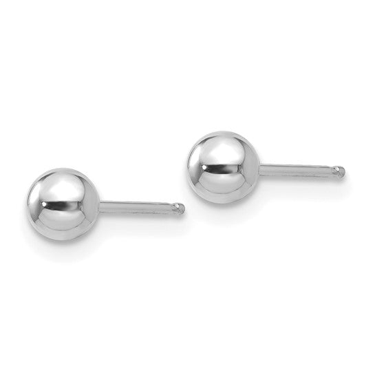 14K White Gold 4mm Ball Stud Earrings