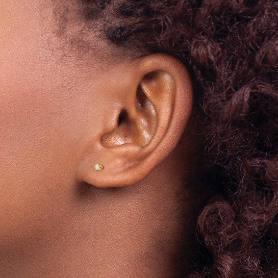 14K Yellow Gold Reversible 3mm Cubic Zirconia Stud Earrings