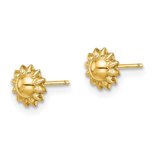 14K Yellow Gold Sunflower Stud Earrings
