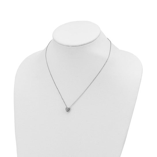 14 Karat White Gold Diamond-Cut Heart Necklace | 18 Inch