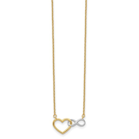 14K Gold Interlocked Heart & Infinity Symbol Necklace