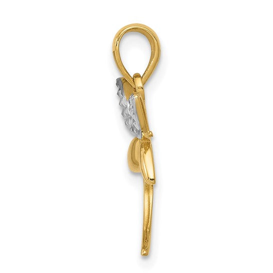 14 Karat Yellow & White Gold Dragonfly Pendant | Joe Kassab Jewelers
