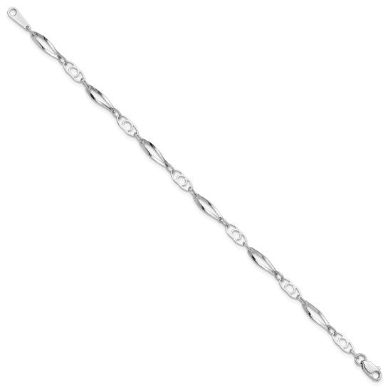 14K White Gold Fancy Link Bracelet | 7 Inch Gold Bracelet