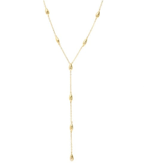 Gold Over Sterling Silver Teardrop Bead Y-Necklace