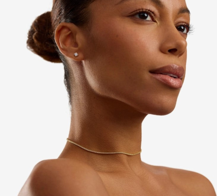 Gold Over Sterling Silver CZ Tennis Necklace