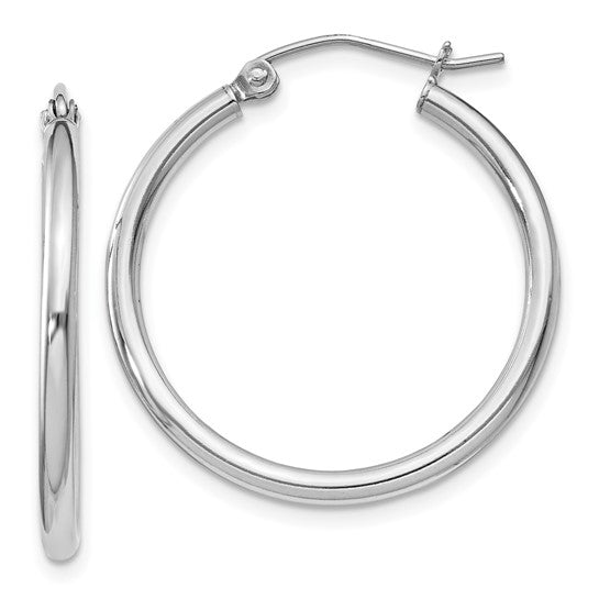 Sterling Silver Rhodium Plated 2MM Hoop Earrings