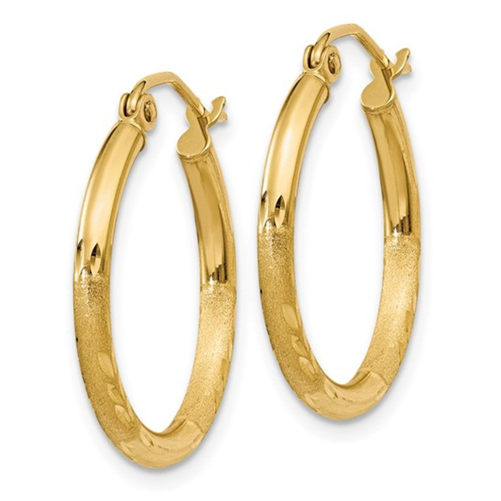 Satin and Diamond Cut Hoop Earrings