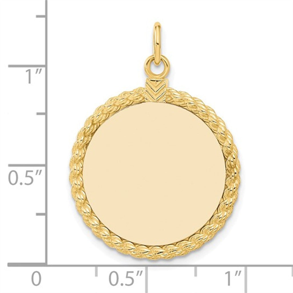 14 Karat Yellow Gold Engravable Disc Pendant