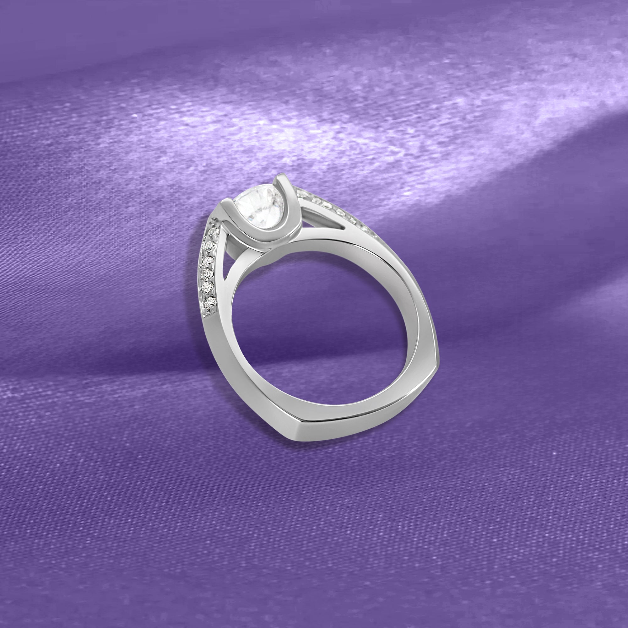 14K Modern Channel Engagement Ring