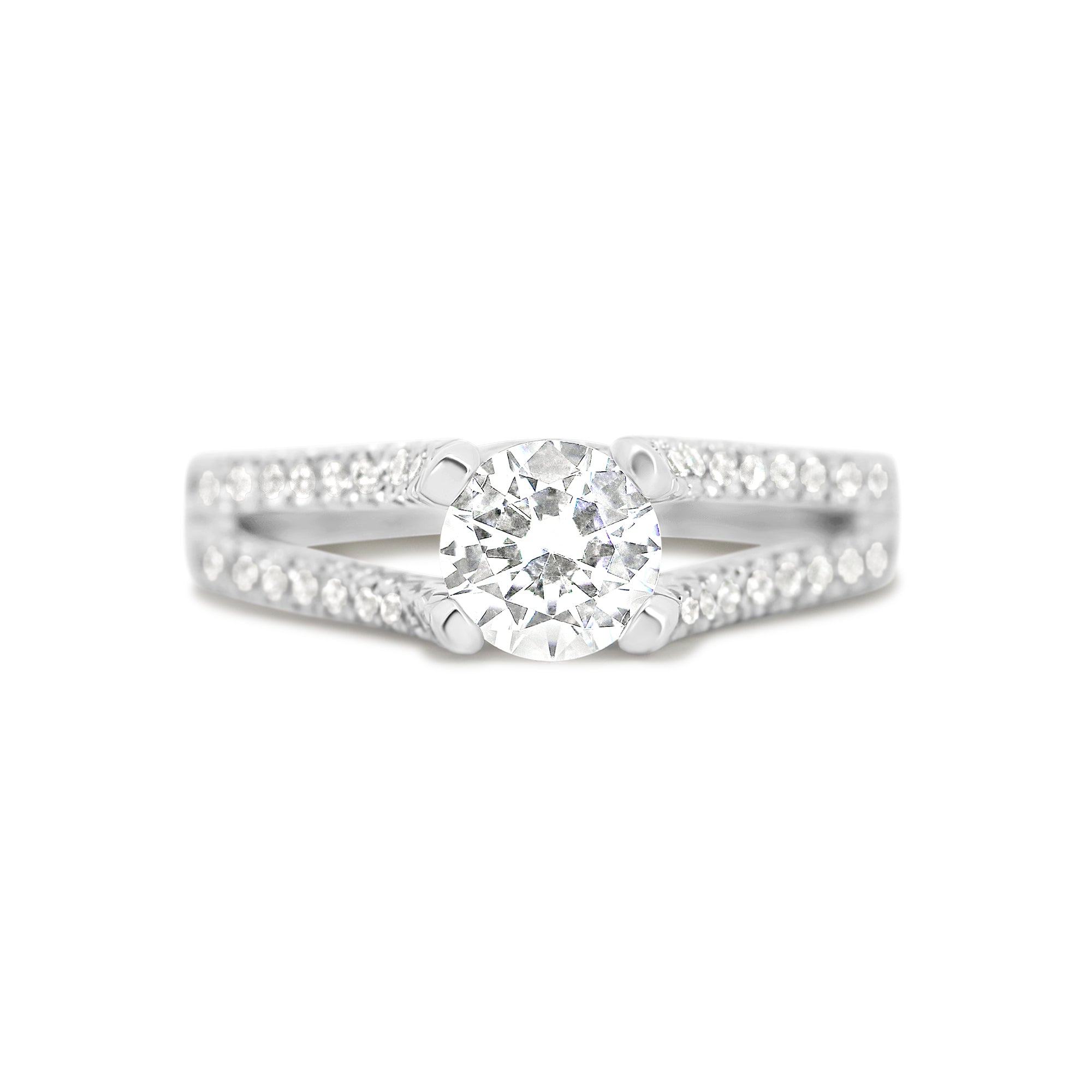 14K Split Shank Hidden Halo Engagement Ring
