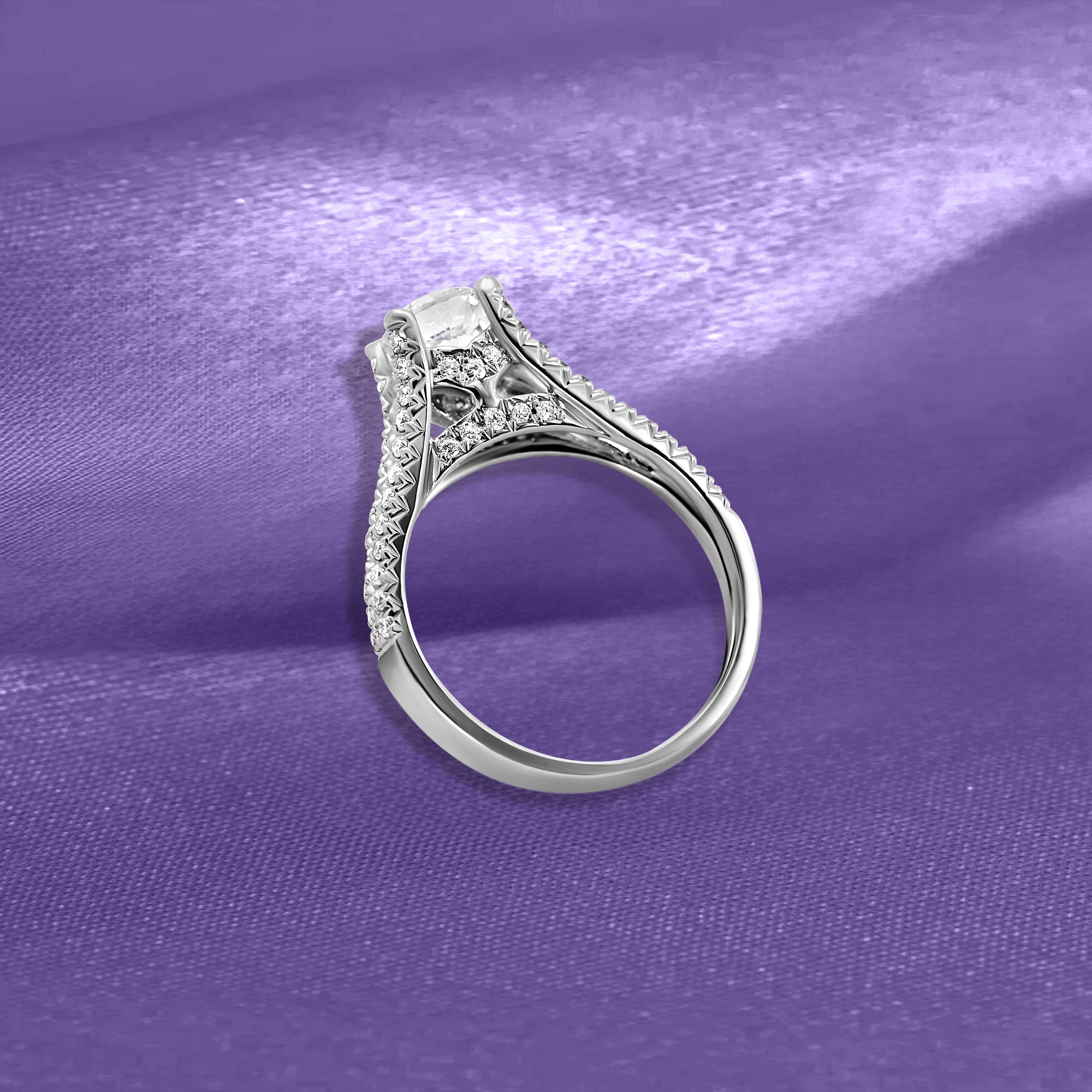 14K Split Shank Hidden Halo Engagement Ring
