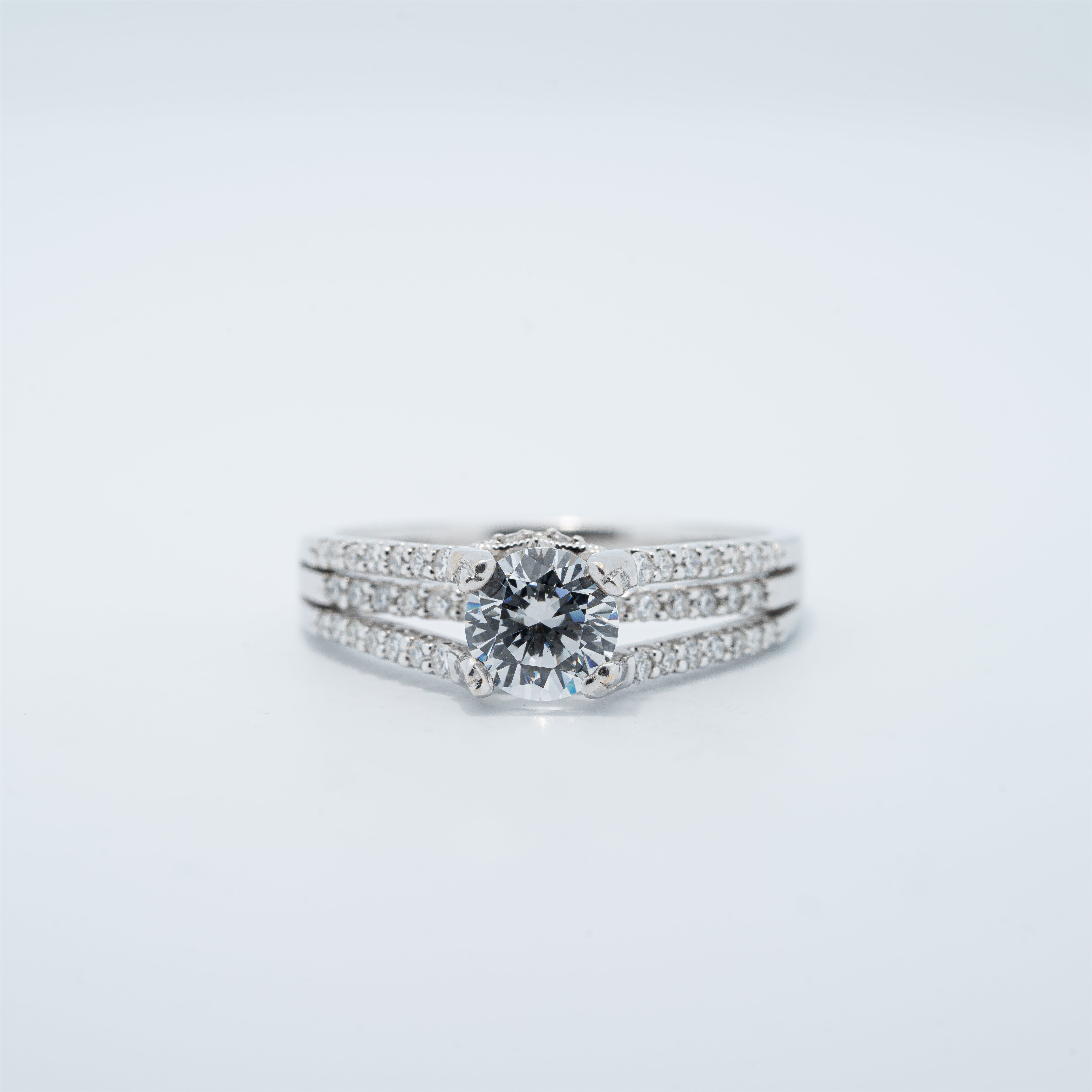 Three Row Split Band Engagement Ring