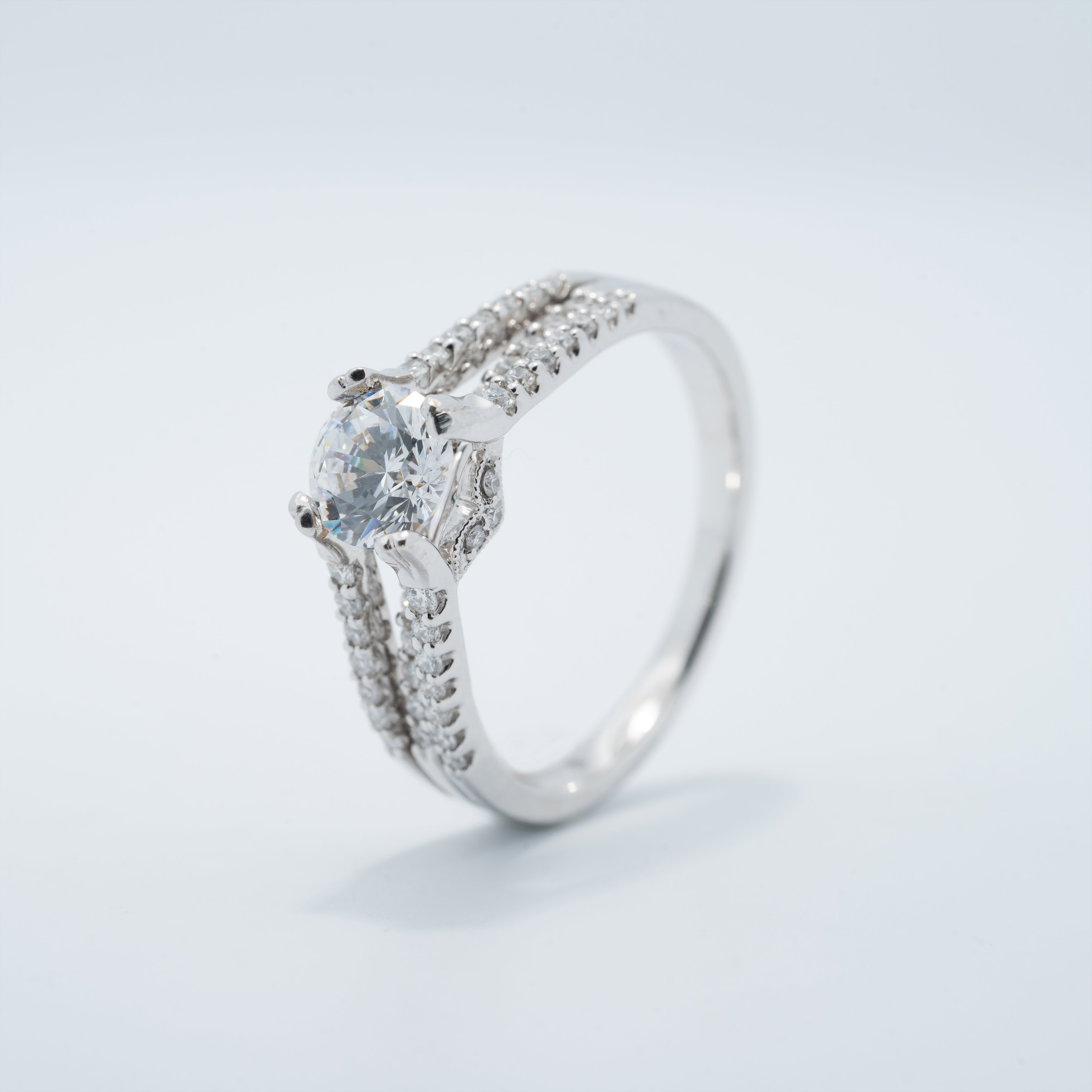 Three Row Split Band Engagement Ring