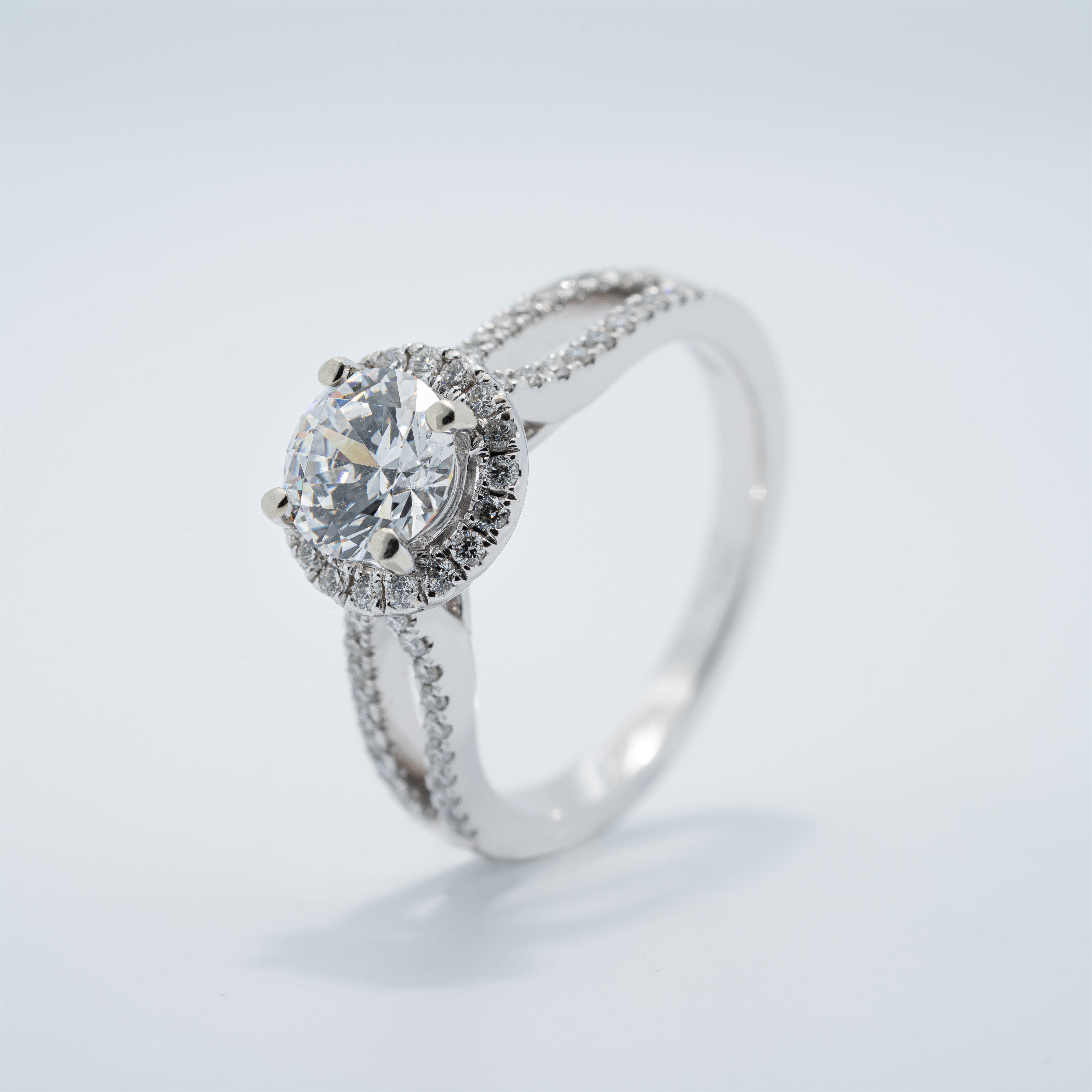Vintage Style Halo Engagement Ring