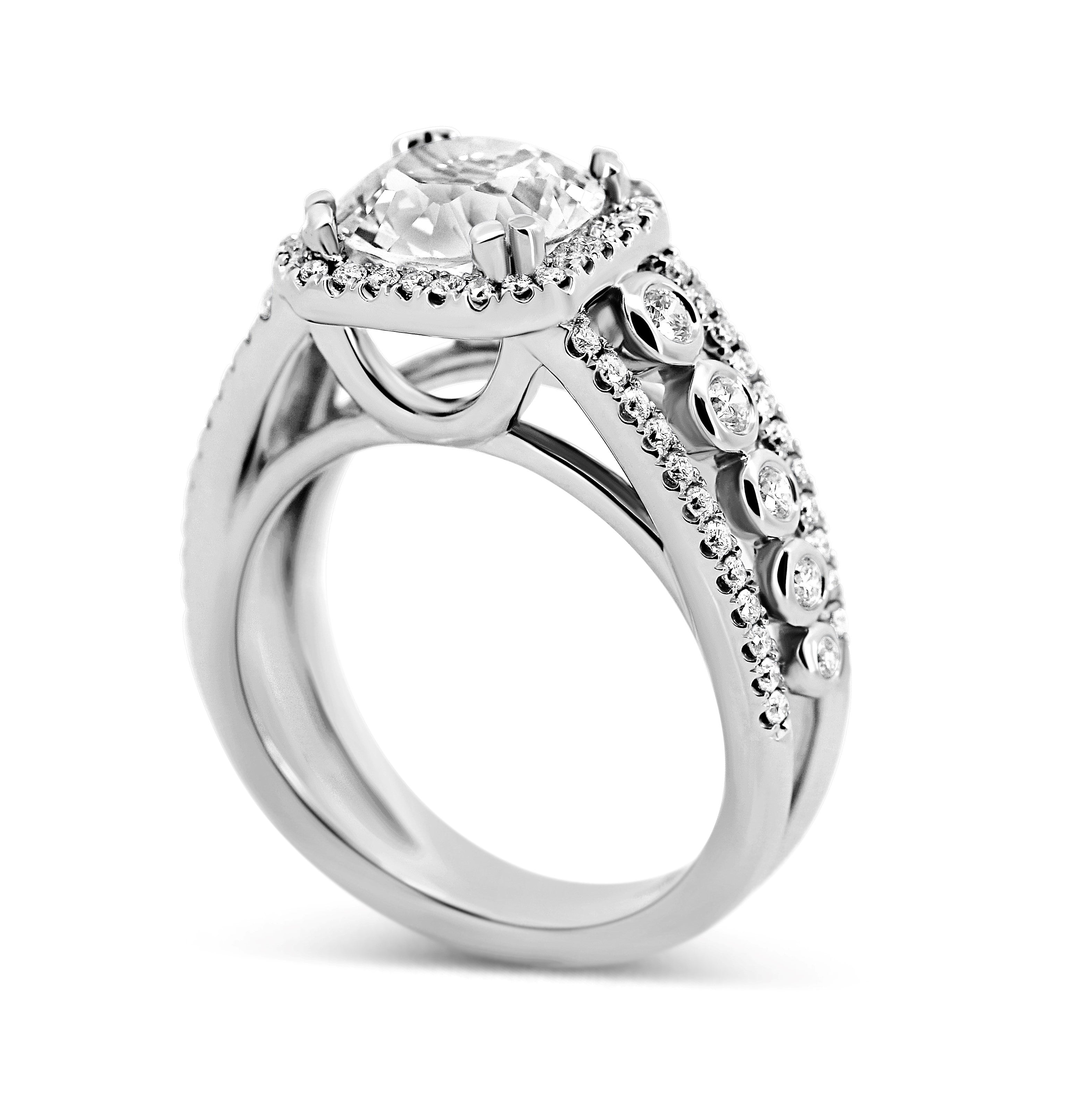Modern Halo & Bezel Engagement Ring