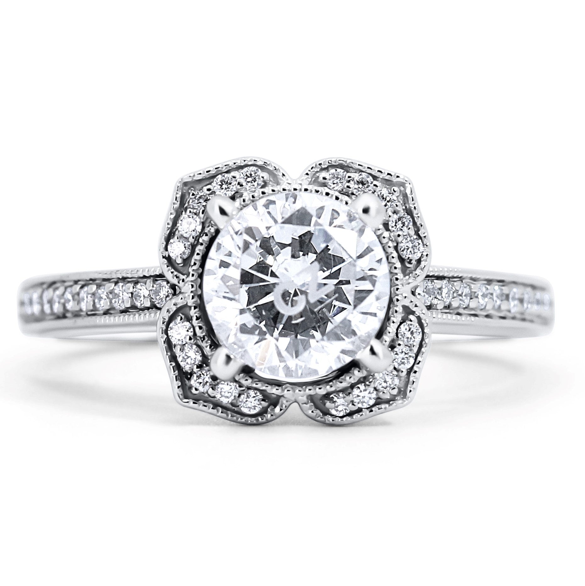 Floral Inspired Halo Engagement Ring
