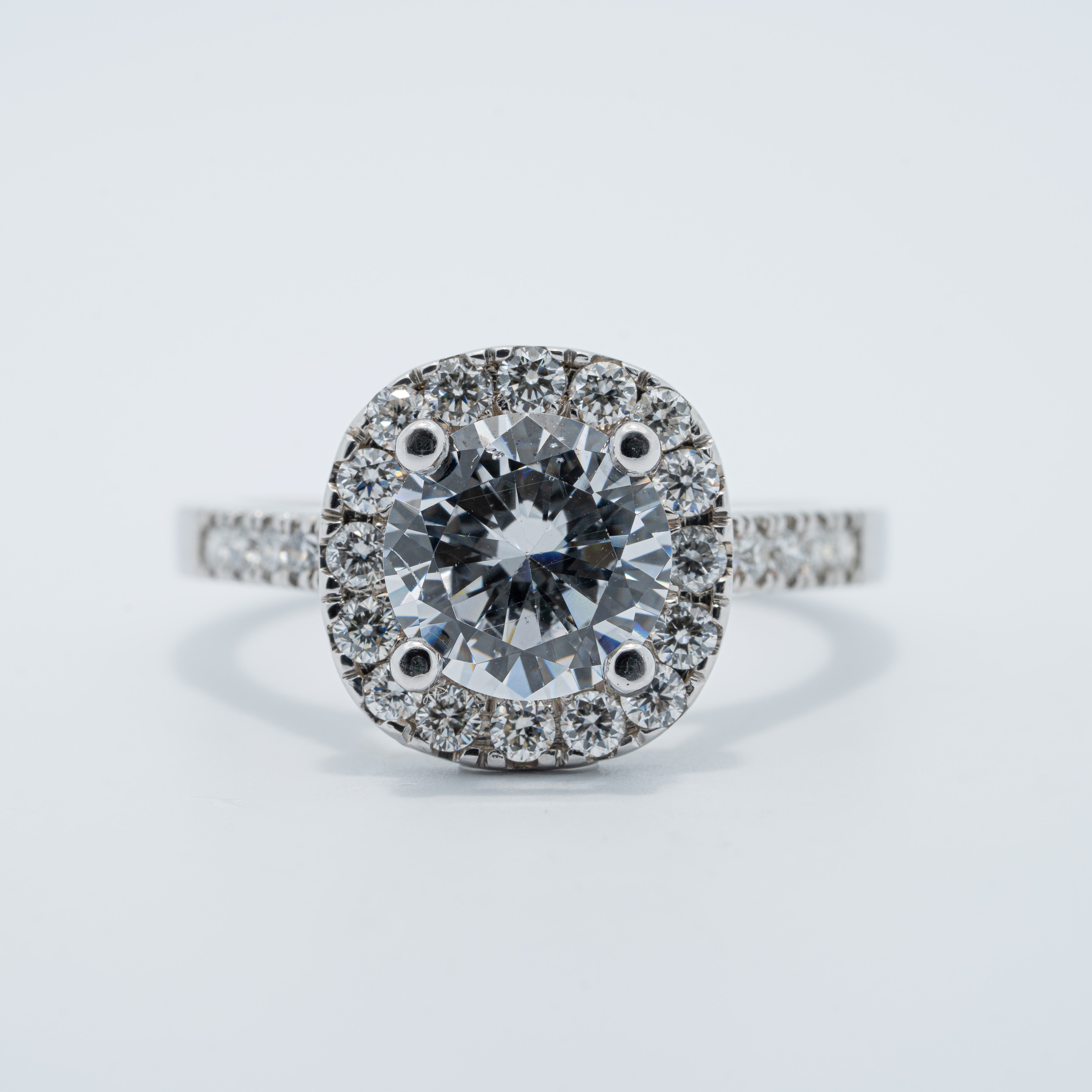Vintage Cushion Halo Engagement Ring
